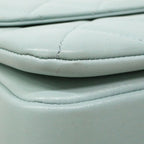 Chanel Handbag Quilted Lambskin Light Blue Champagne Gold 2-Way — view 7