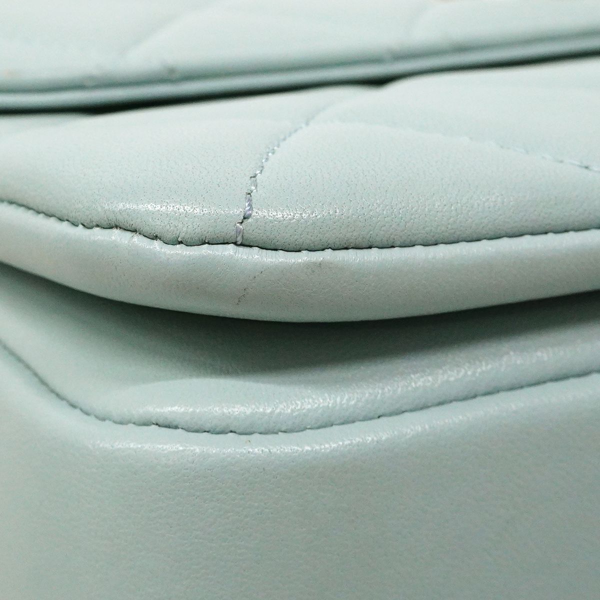 Chanel Handbag Quilted Lambskin Light Blue Champagne Gold 2-Way — view 7
