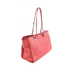 Chanel Tote Deauville Red Canvas Leather Chain MM — view 2