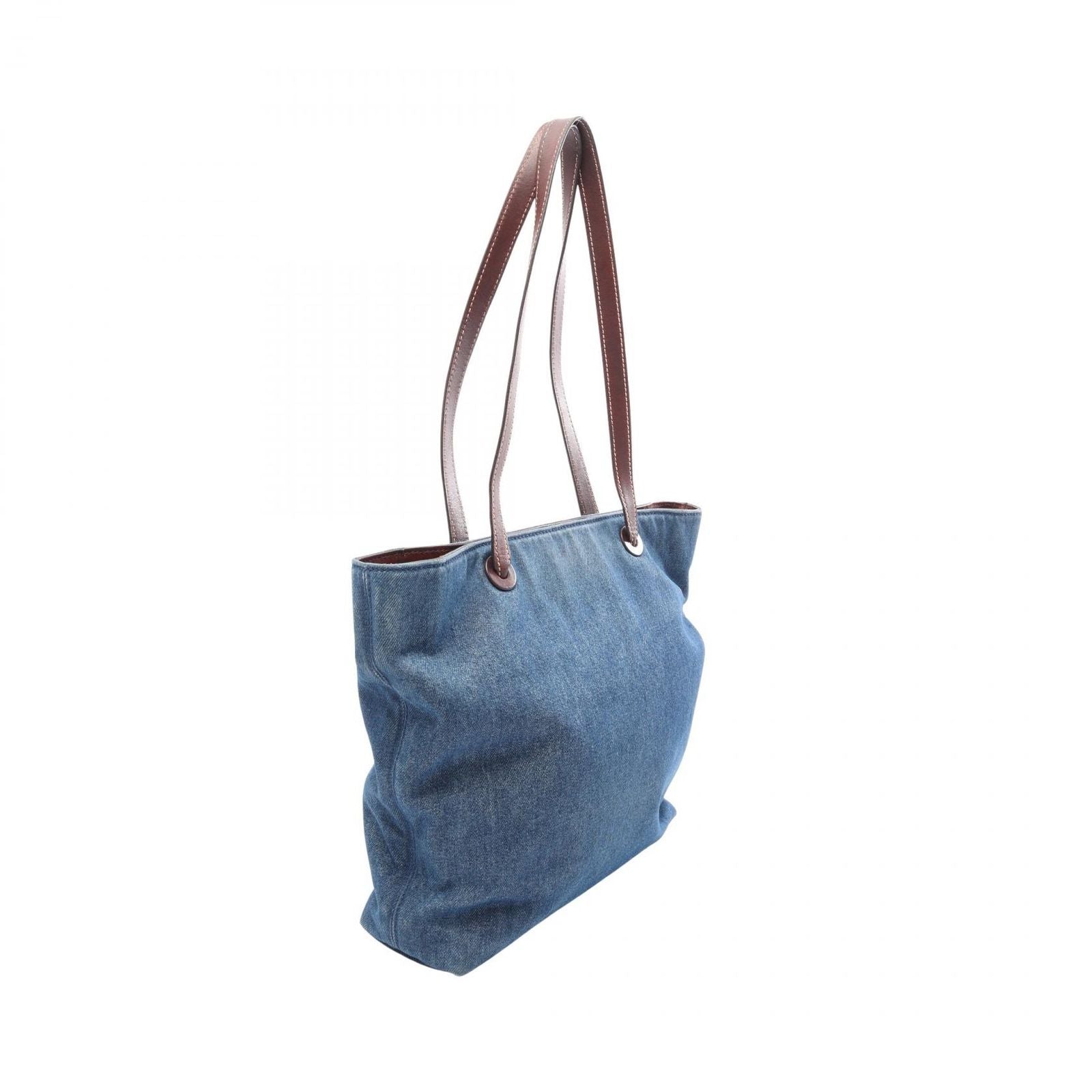 Chanel Tote CC Logo Denim Blue Brown CC Shoulder — view 2