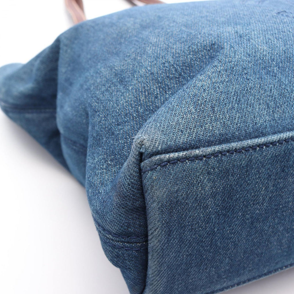 Chanel Tote CC Logo Denim Blue Brown CC Shoulder — view 6