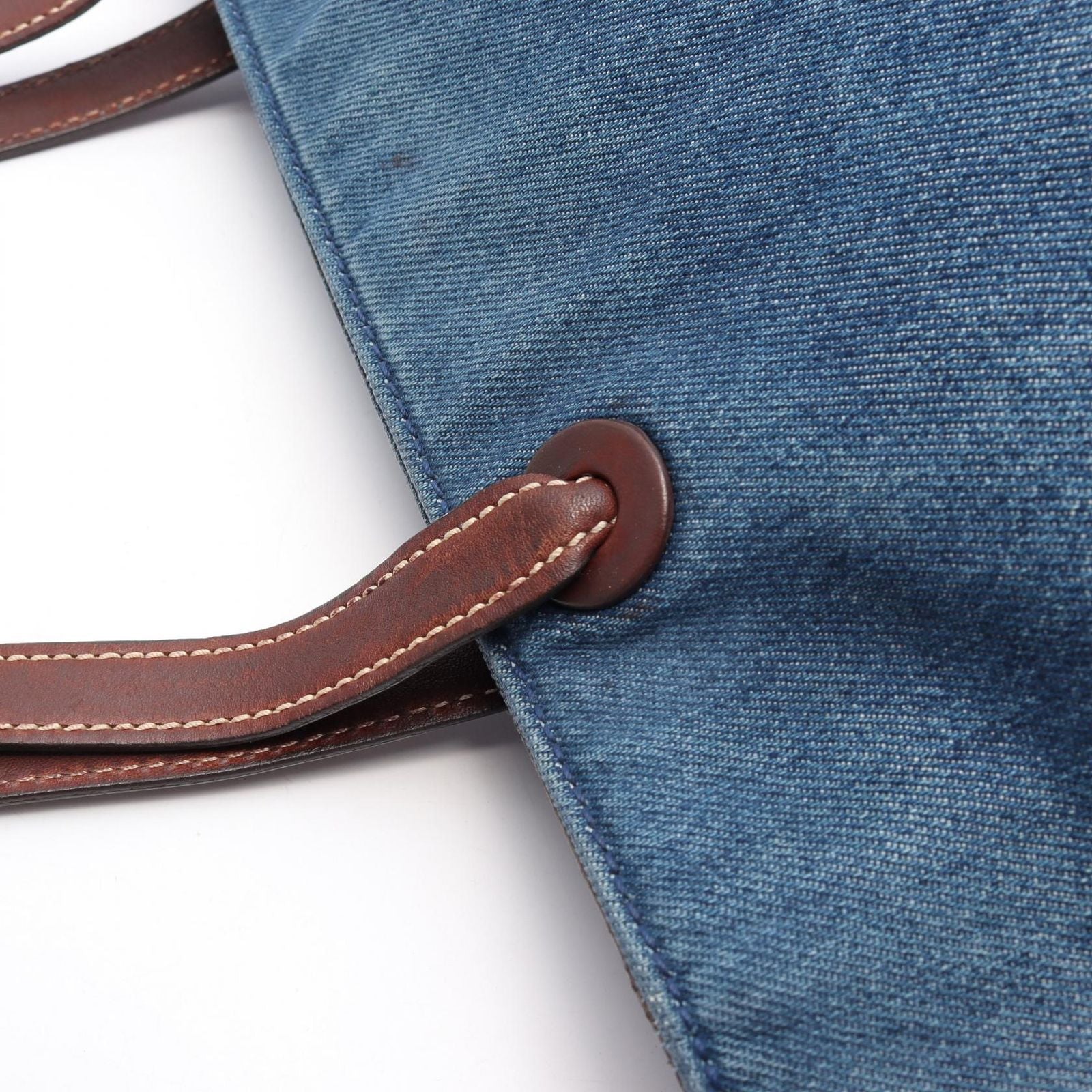 Chanel Tote CC Logo Denim Blue Brown CC Shoulder — view 7