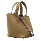 Hermes Handbag Picotin Lock PM Taurillon Clemence Etoupe Silver — view 2