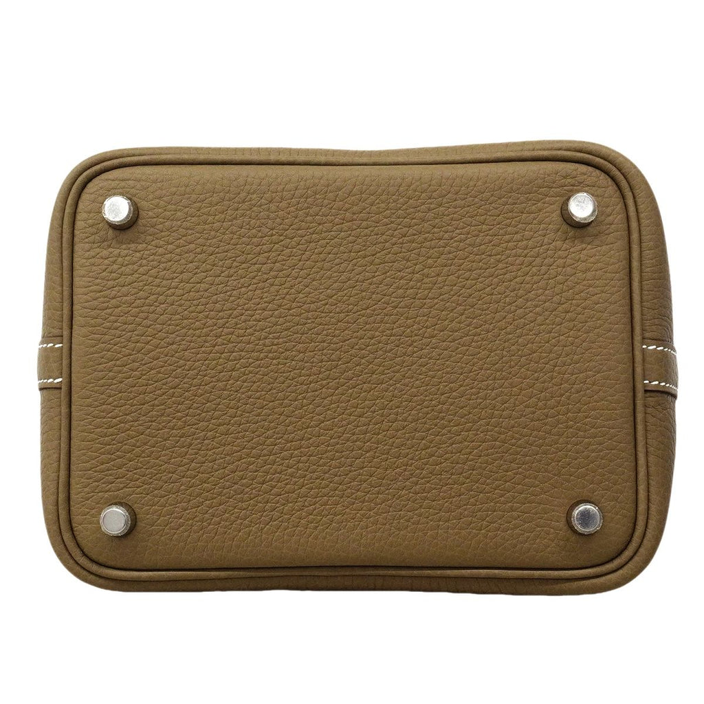Hermes Handbag Picotin Lock PM Taurillon Clemence Etoupe Silver — view 3