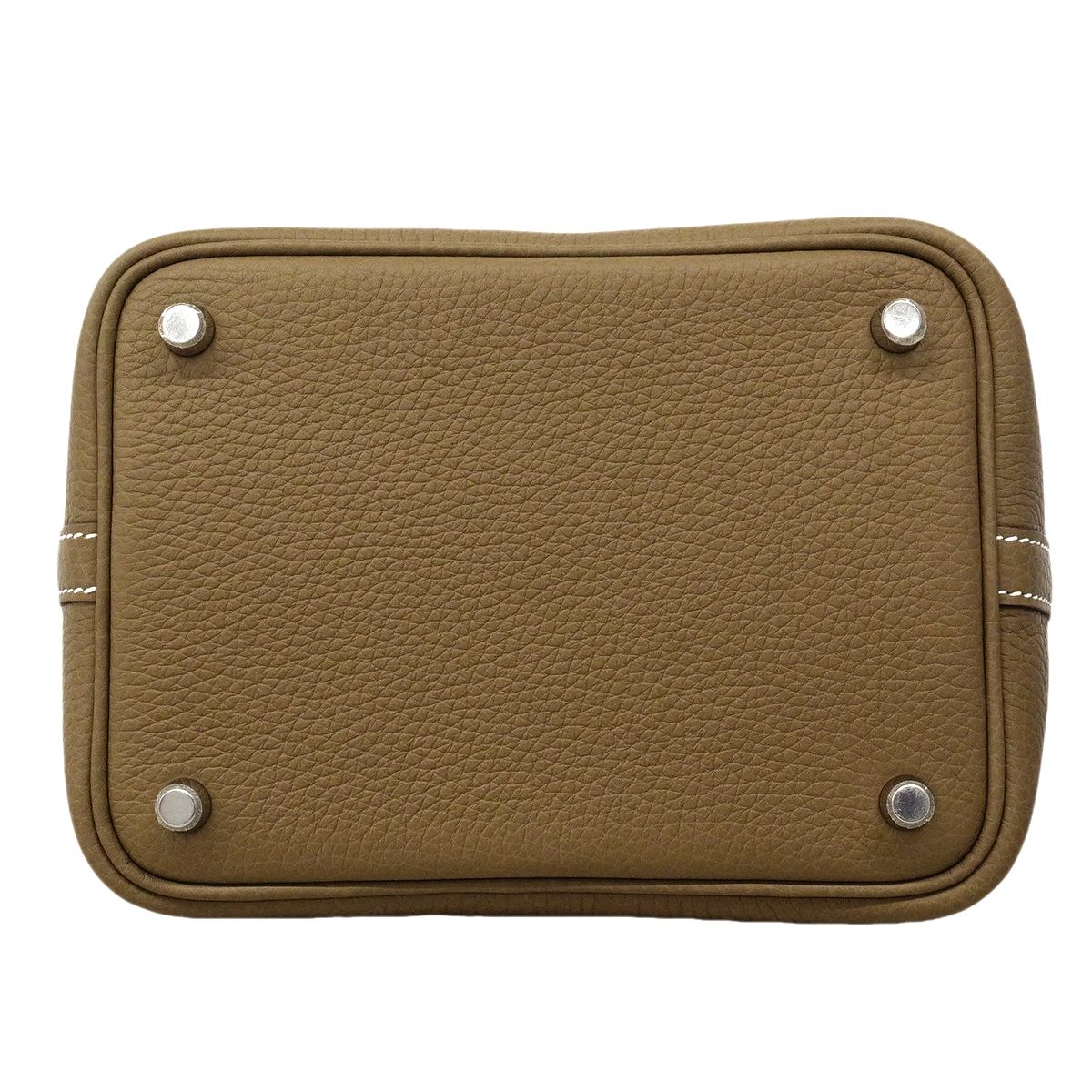 Hermes Handbag Picotin Lock PM Taurillon Clemence Etoupe Silver — view 3