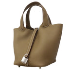 Hermes Handbag Picotin Lock PM Taurillon Clemence Etoupe Silver