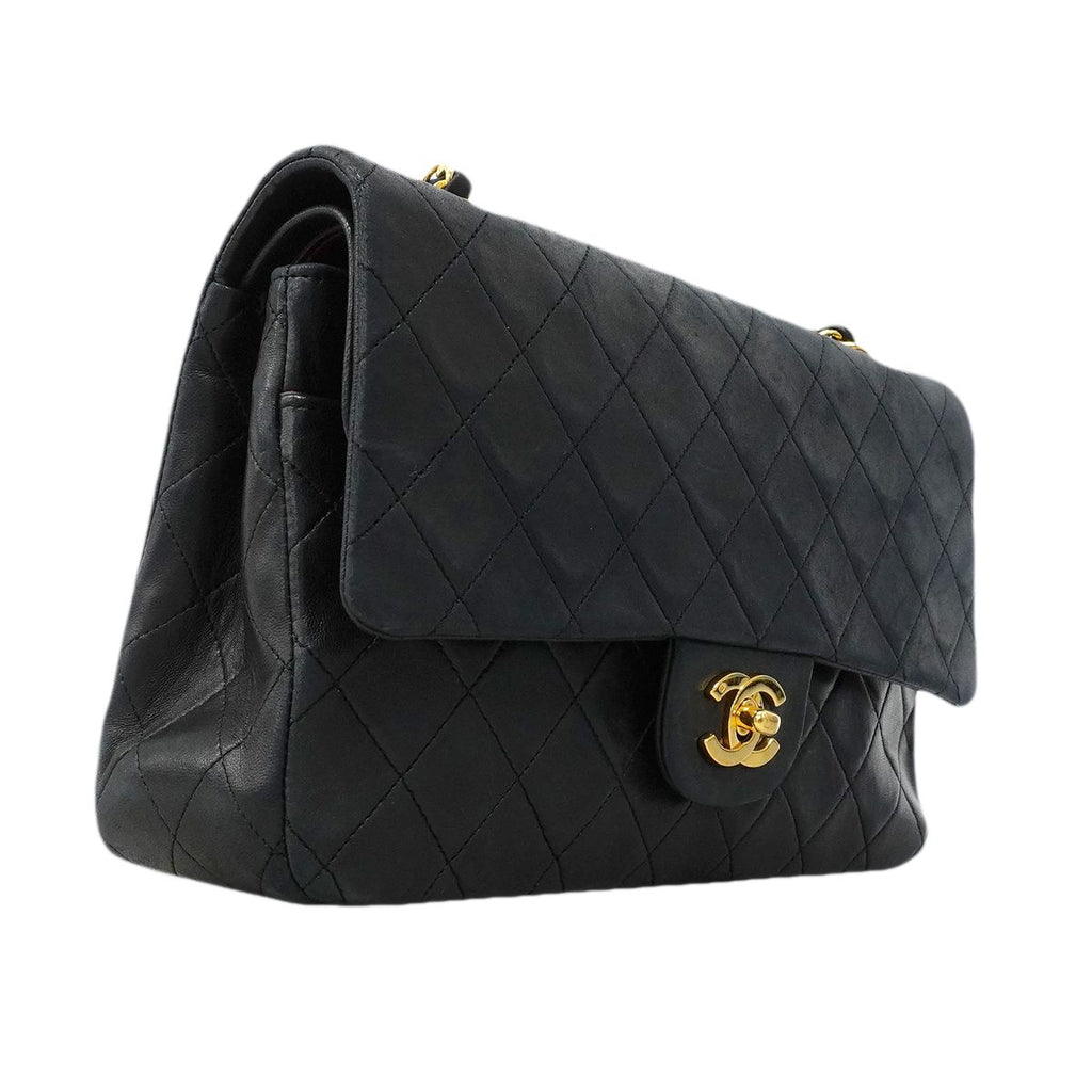 Chanel Shoulder Bag Quilted Lambskin Black Gold — view 2