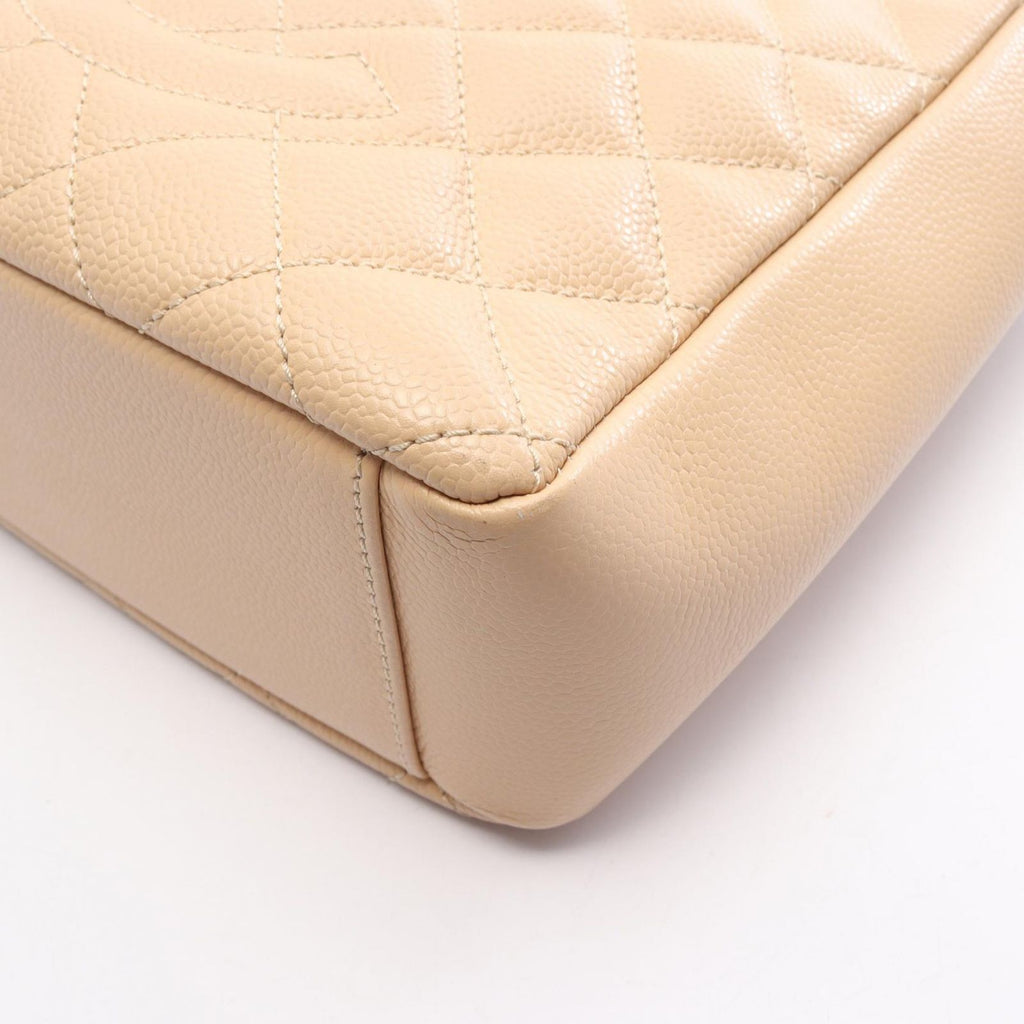 Chanel Tote Quilted Petite Shopping PST Beige Caviar Leather Chain — view 6