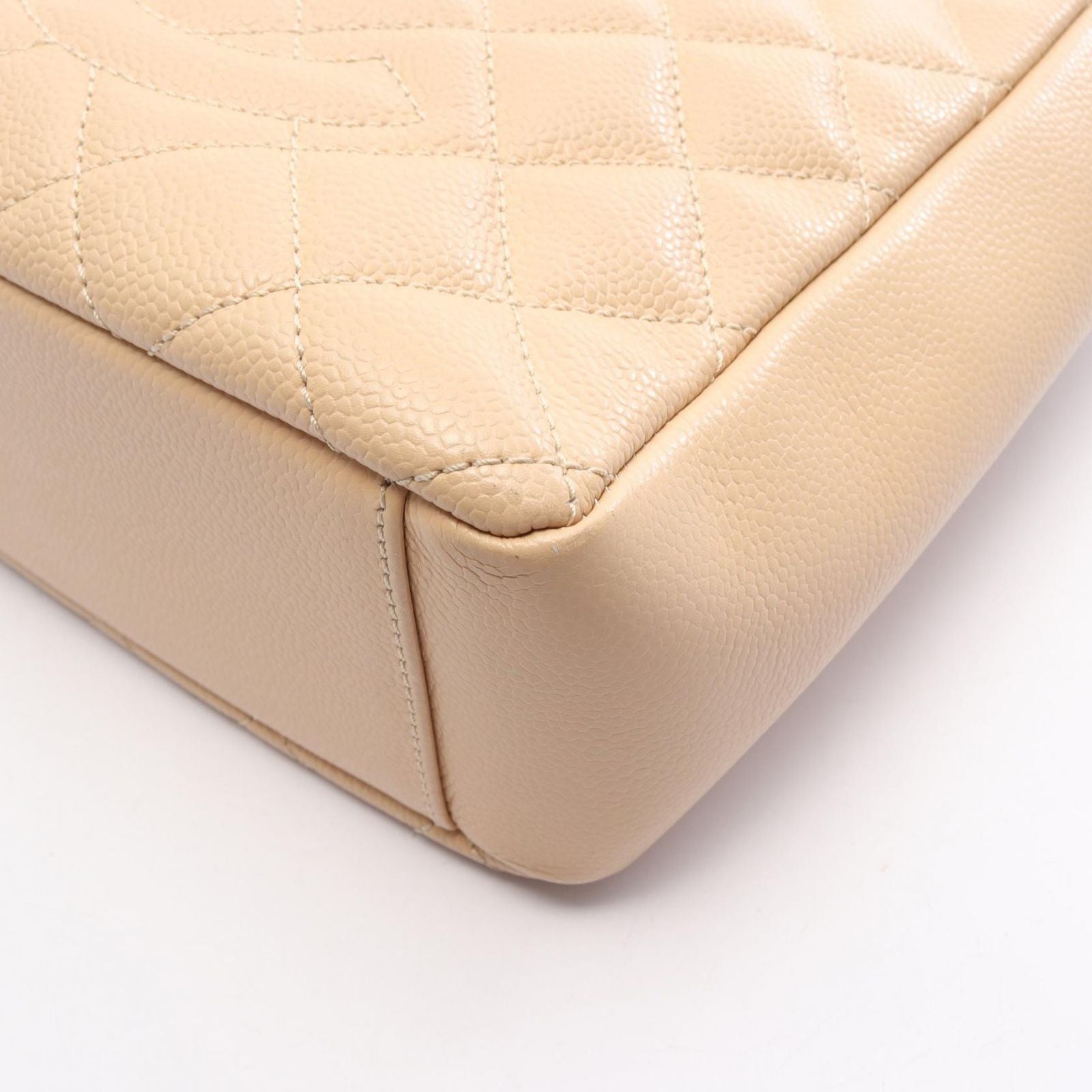 Chanel Tote Quilted Petite Shopping PST Beige Caviar Leather Chain — view 6
