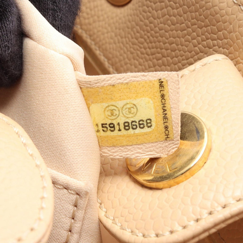Chanel Tote Quilted Petite Shopping PST Beige Caviar Leather Chain — view 5