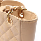 Chanel Tote Quilted Petite Shopping PST Beige Caviar Leather Chain — view 7
