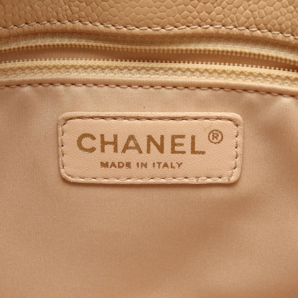 Chanel Tote Quilted Petite Shopping PST Beige Caviar Leather Chain — view 4