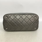 Chanel Chain Tote Quilted Caviar Leather Gray Silver — view 3
