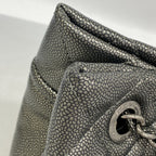 Chanel Chain Tote Quilted Caviar Leather Gray Silver — view 6