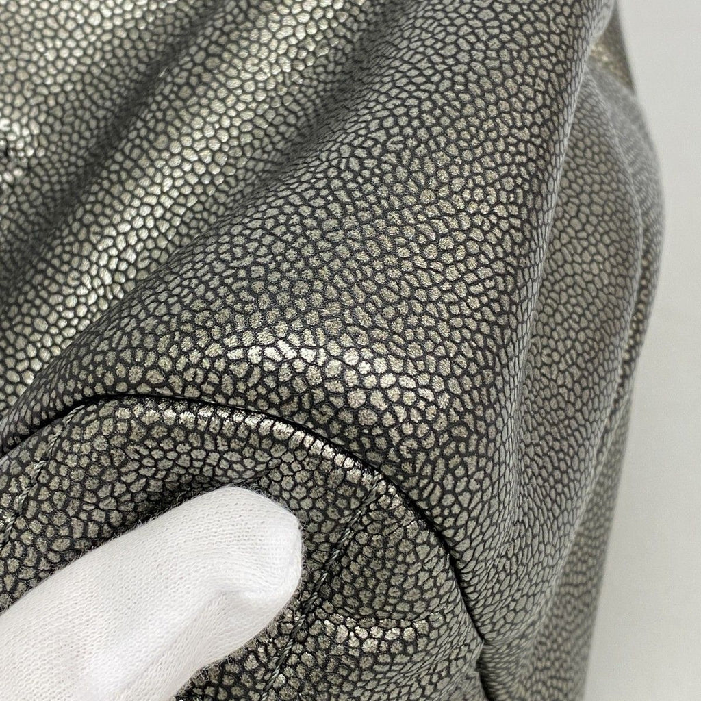 Chanel Chain Tote Quilted Caviar Leather Gray Silver — view 7
