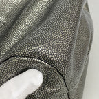 Chanel Chain Tote Quilted Caviar Leather Gray Silver — view 7