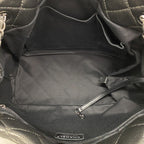 Chanel Chain Tote Quilted Caviar Leather Gray Silver — view 4