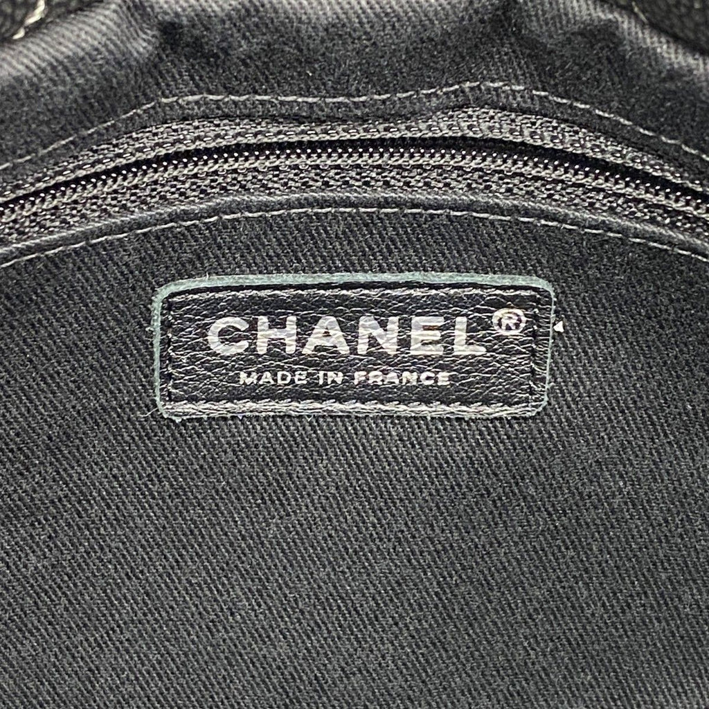 Chanel Chain Tote Quilted Caviar Leather Gray Silver — view 5