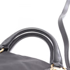 Prada Handbag Tessuto Calf Triangle Plate 2-Way Black Nylon Leather Logo — view 8