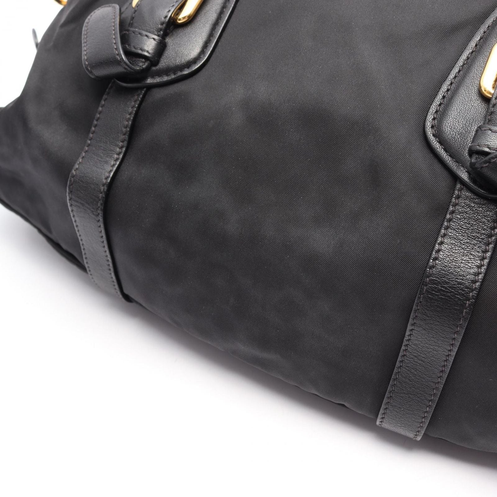 Prada Handbag Tessuto Calf Triangle Plate 2-Way Black Nylon Leather Logo — view 7