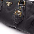 Prada Handbag Tessuto Calf Triangle Plate 2-Way Black Nylon Leather Logo — view 6