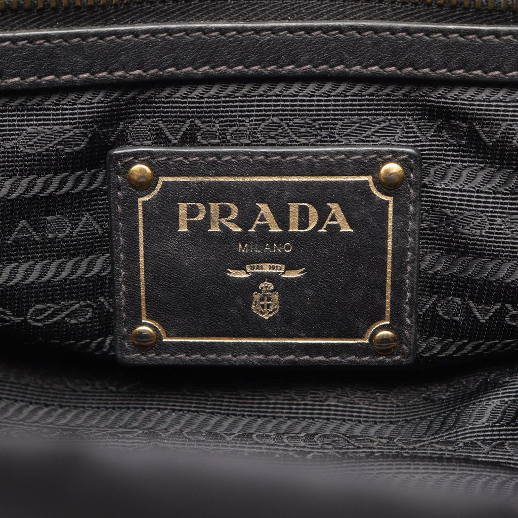 Prada Handbag Tessuto Calf Triangle Plate 2-Way Black Nylon Leather Logo — view 4