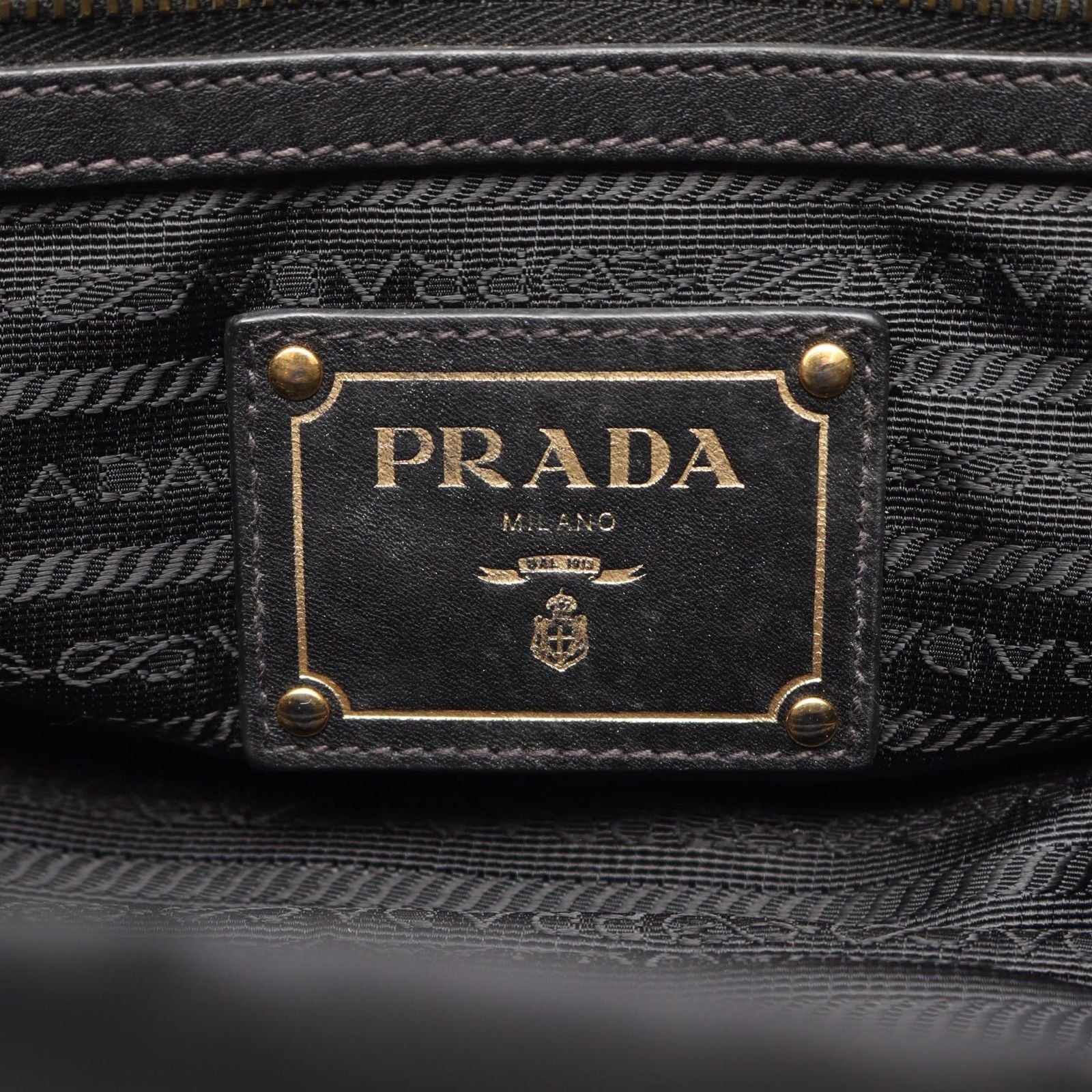 Prada Handbag Tessuto Calf Triangle Plate 2-Way Black Nylon Leather Logo — view 4