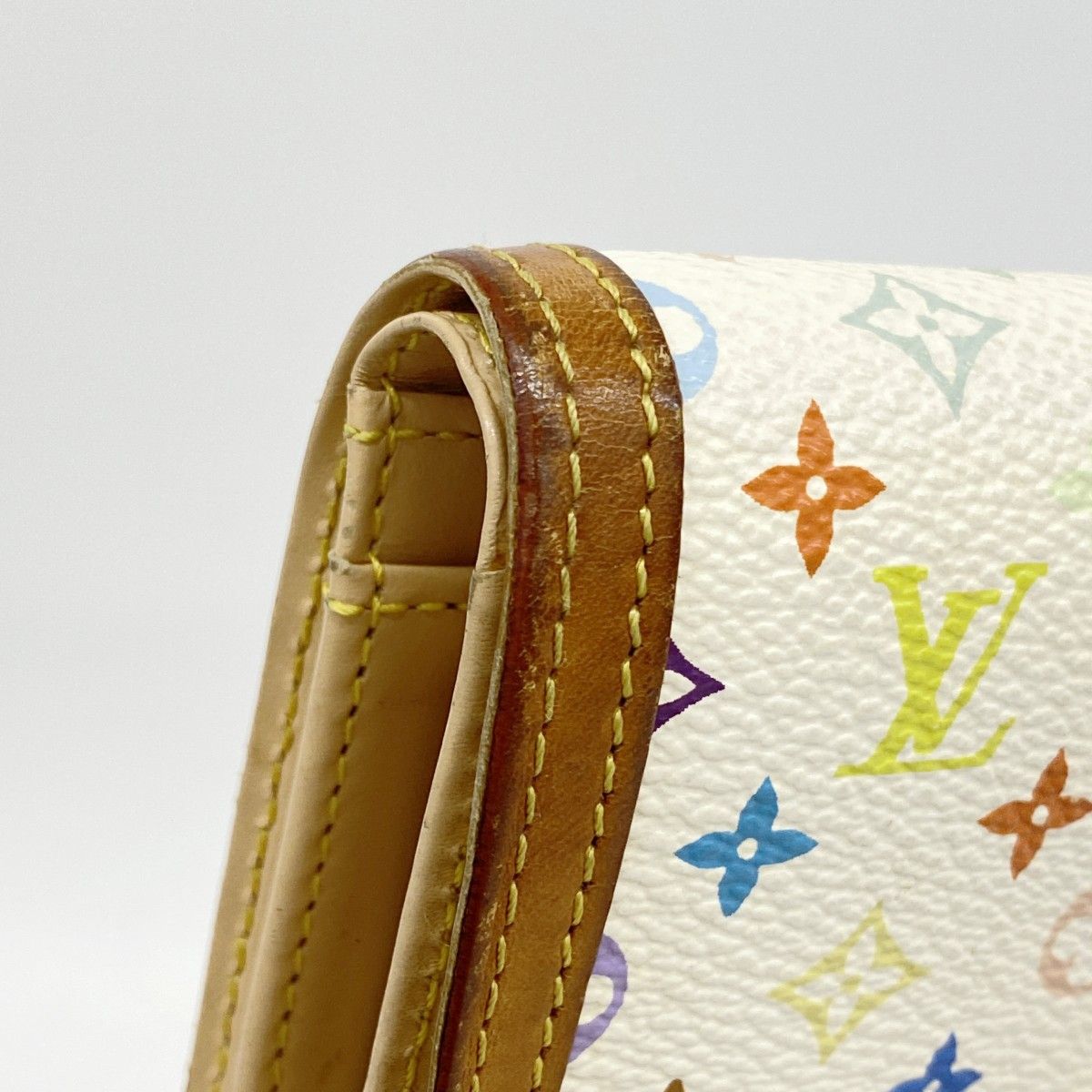 Louis Vuitton Wallet Monogram Multicolor Porte-Monnaie Vier Viennois Blanc — view 7