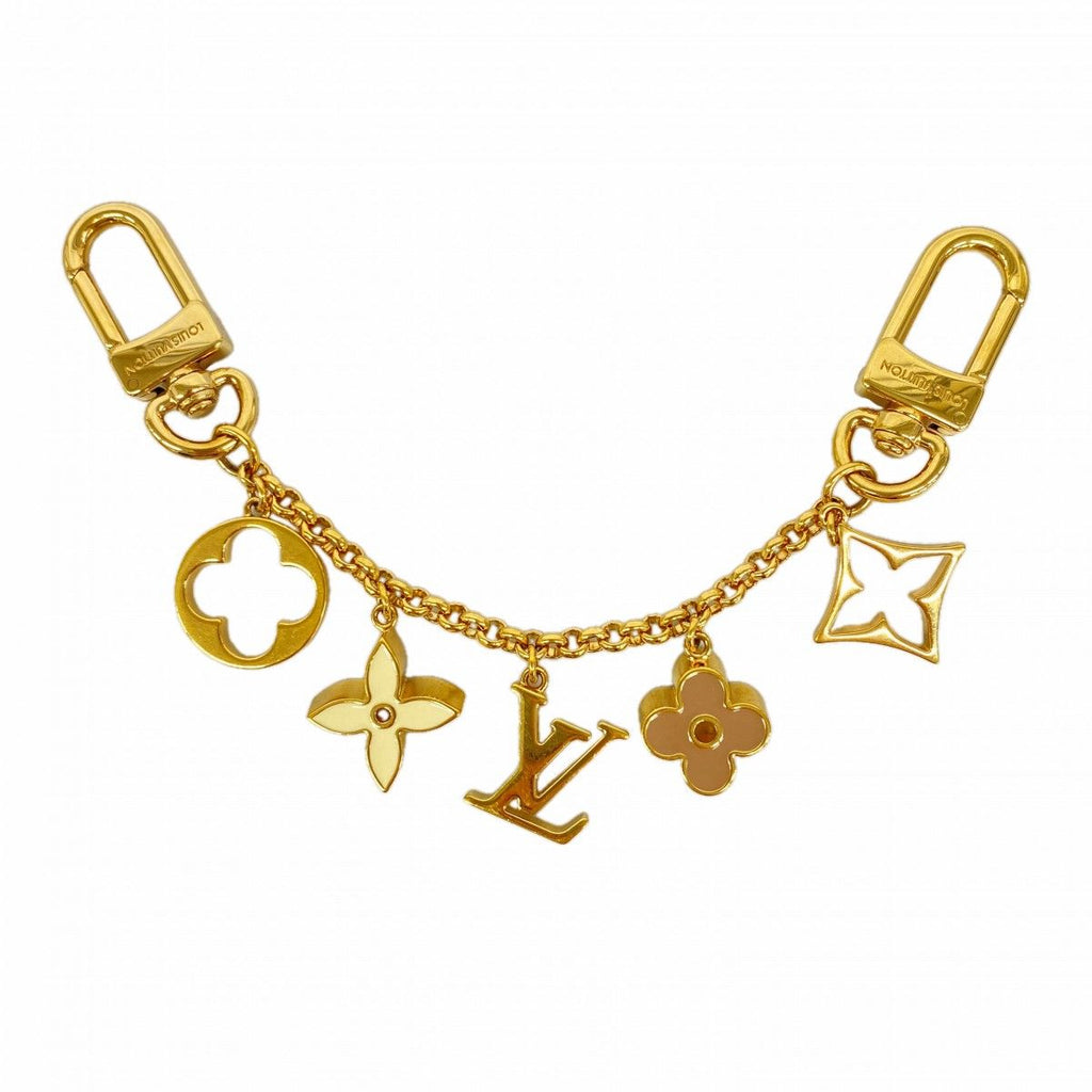 Louis Vuitton Key Holder Charm Chain Fleur de Monogram Gold Beige