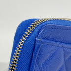 Chanel Coin Case Quilted Caviar Leather Blue Champagne Gold — view 6