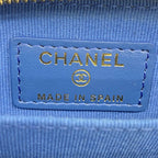 Chanel Coin Case Quilted Caviar Leather Blue Champagne Gold — view 4