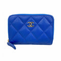 Chanel Coin Case Quilted Caviar Leather Blue Champagne Gold