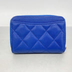 Chanel Coin Case Quilted Caviar Leather Blue Champagne Gold — view 7