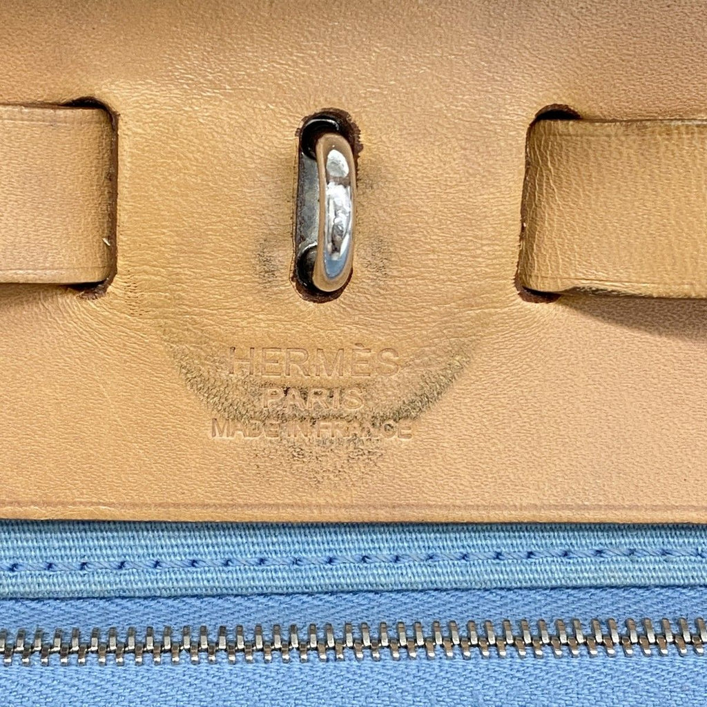 Hermes Handbag Herbag Zip PM Toile Officier Blue Silver 2-Way — view 5