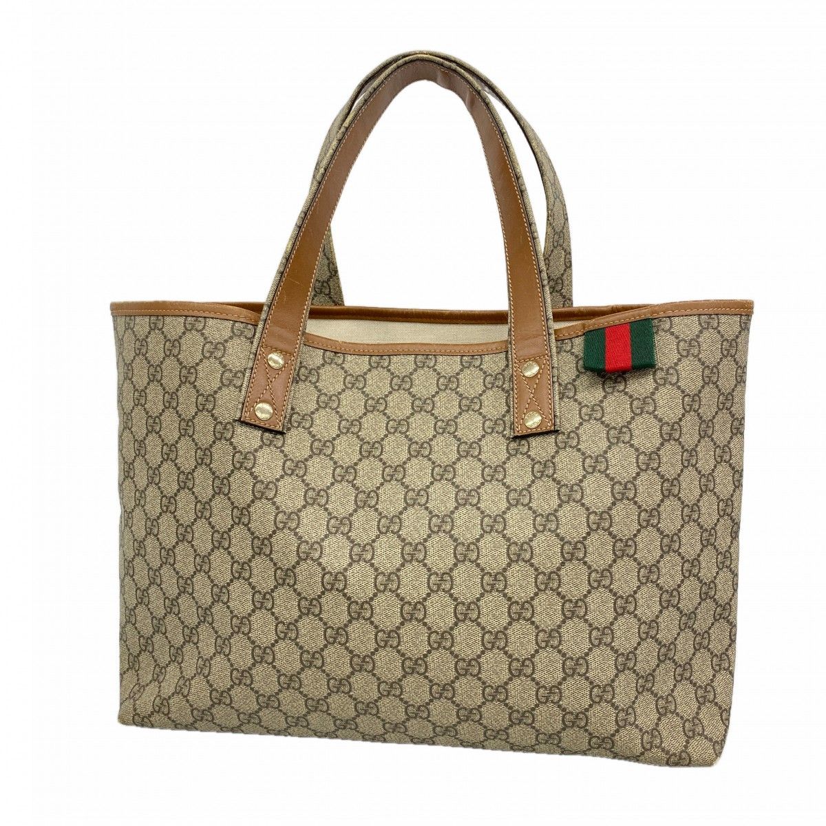 Gucci Tote GG Supreme Beige Brown Champagne Gold