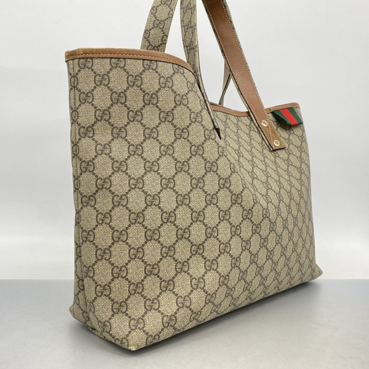Gucci Tote GG Supreme Beige Brown Champagne Gold — view 2