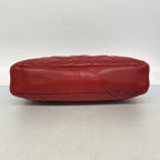 Chanel Chain Tote Quilted Caviar Leather Red Silver — view 3