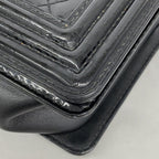 Chanel Shoulder Bag Boy Patent Leather Black Silver — view 8