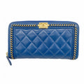 Chanel Wallet Boy Lambskin Navy Champagne Gold