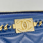 Chanel Wallet Boy Lambskin Navy Champagne Gold — view 9