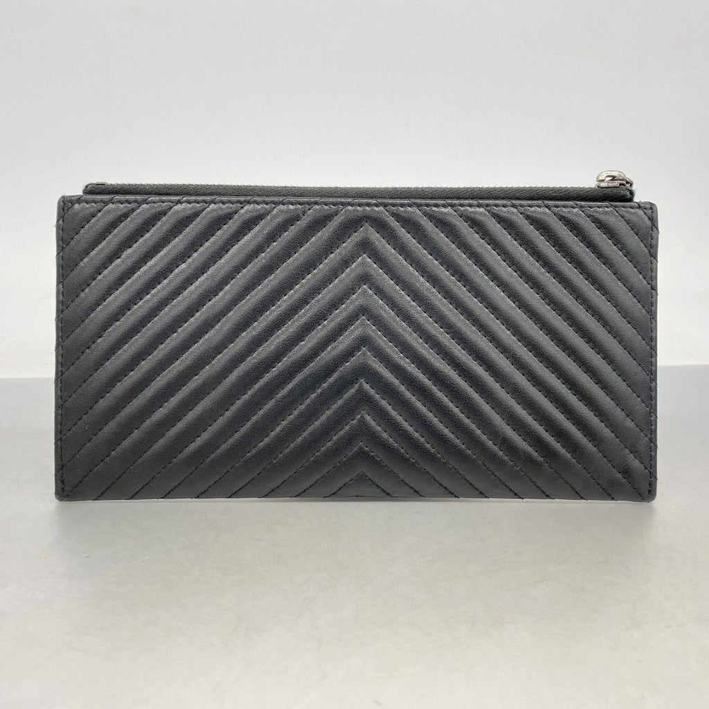 Chanel Wallet Boy Stitch Lambskin Black Silver — view 9