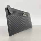 Chanel Wallet Boy Stitch Lambskin Black Silver — view 2