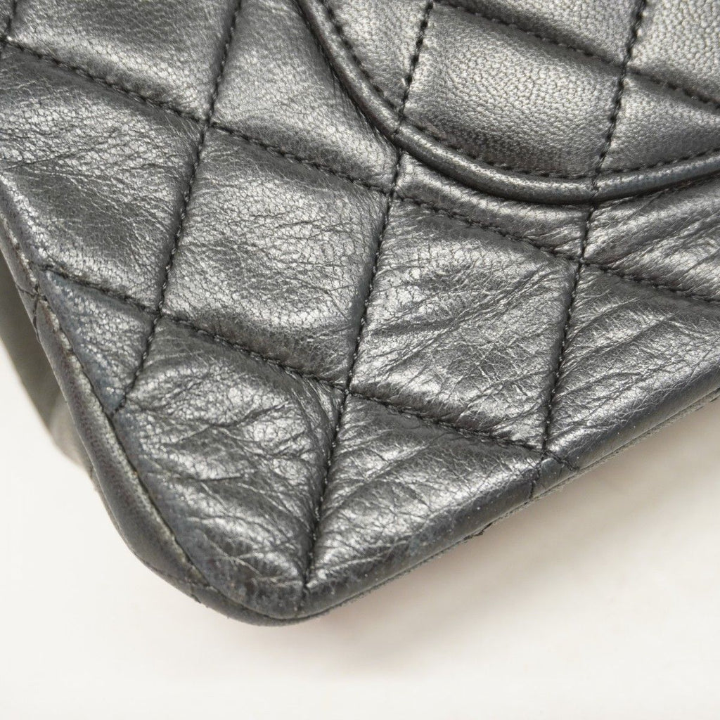 Chanel Shoulder Bag Quilted Lambskin Black Gold — view 9