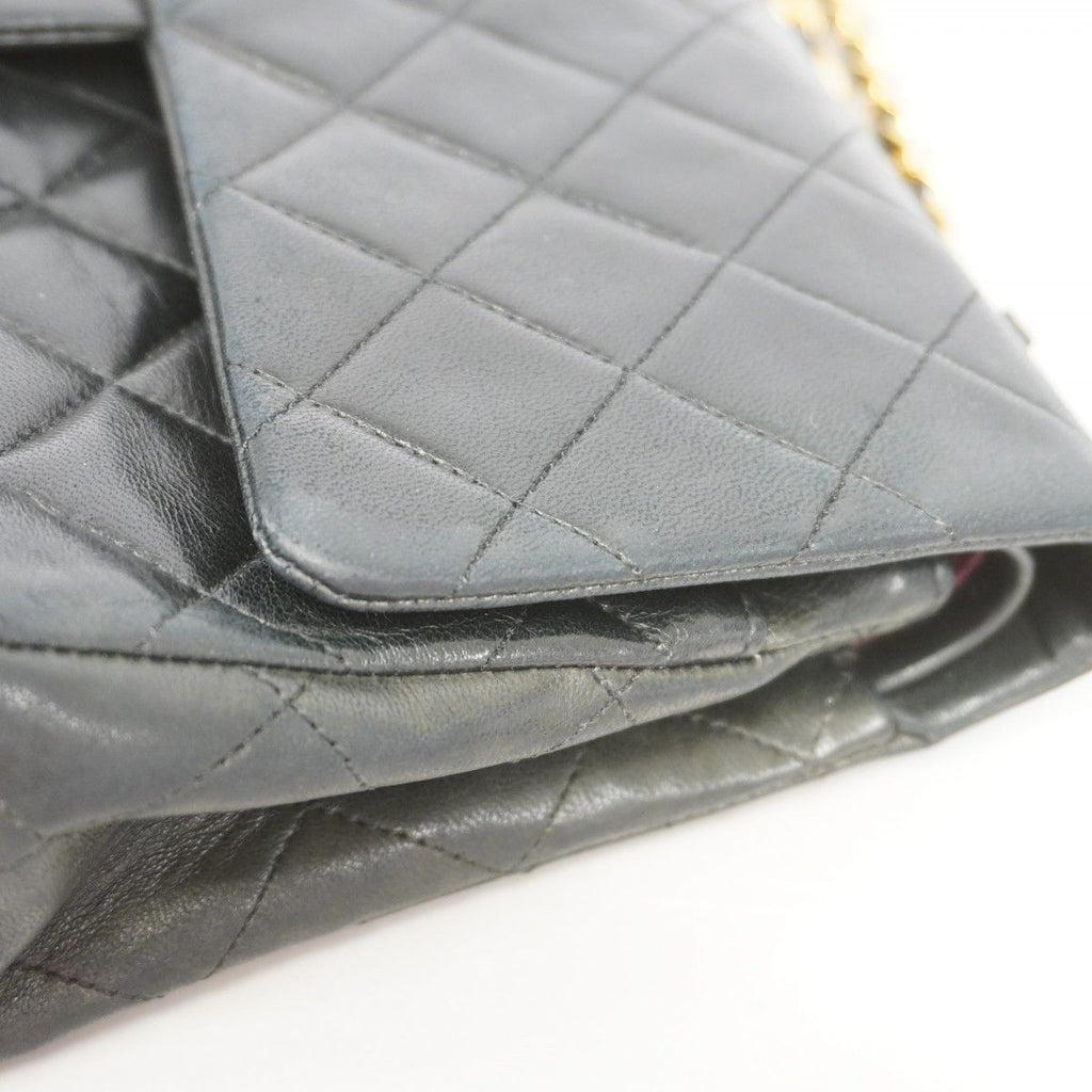 Chanel Shoulder Bag Quilted Lambskin Black Gold — view 7
