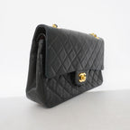 Chanel Shoulder Bag Quilted Lambskin Black Gold — view 2