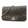 Chanel Shoulder Bag Quilted Lambskin Black Gold