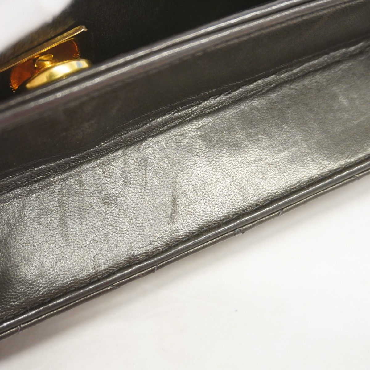 Chanel Shoulder Bag Quilted Lambskin Black Gold — view 7