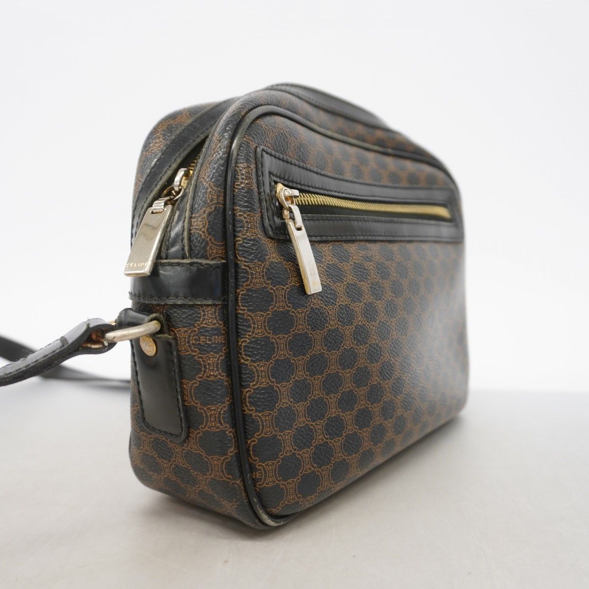 Celine Shoulder Bag Macadam Black Brown Gold — view 2