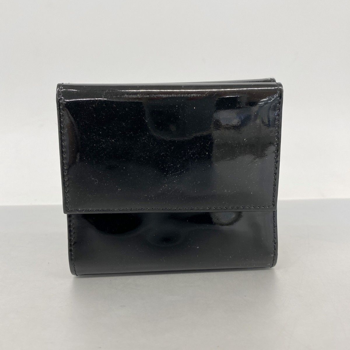 Chanel Trifold Wallet Patent Leather Black Silver — view 9