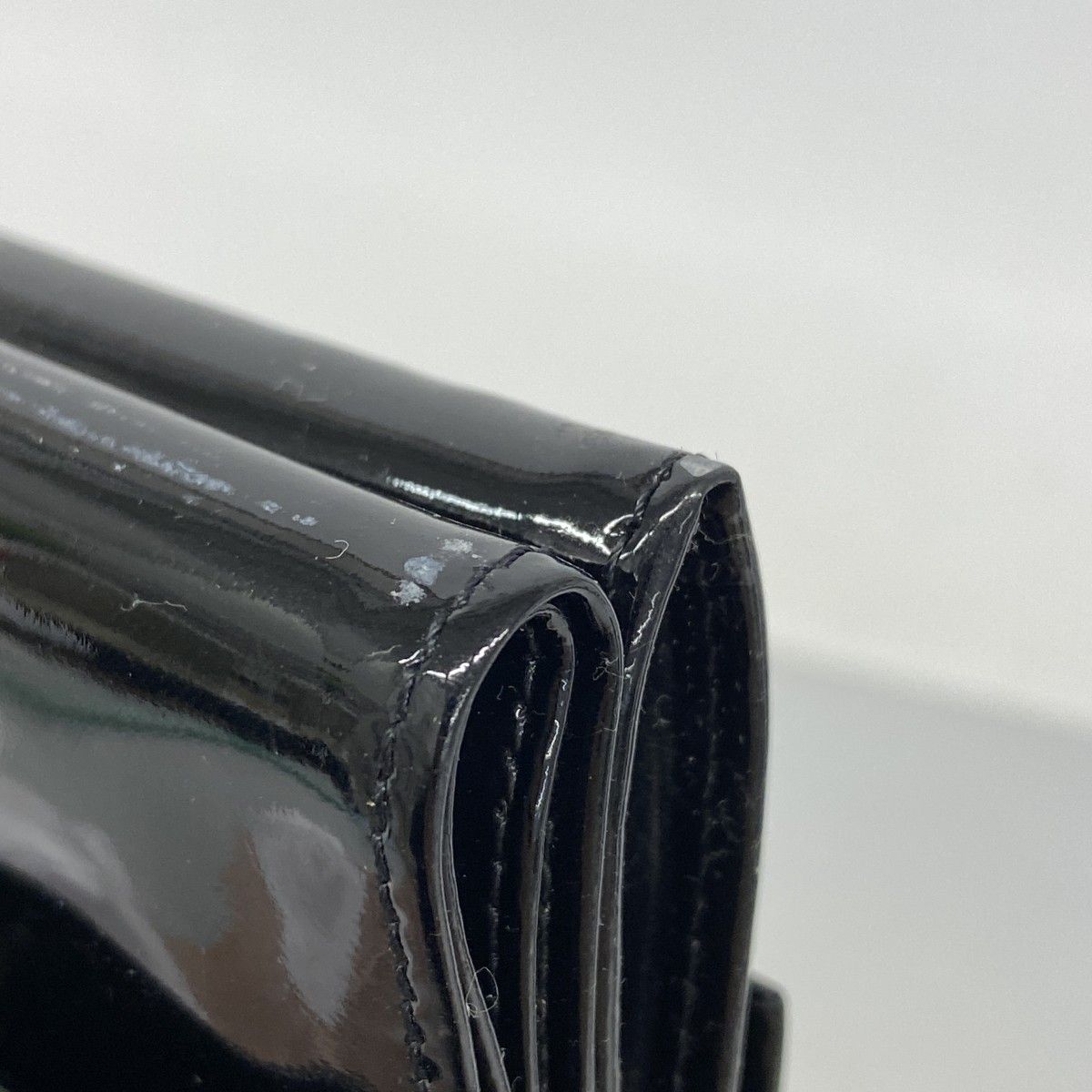 Chanel Trifold Wallet Patent Leather Black Silver — view 6